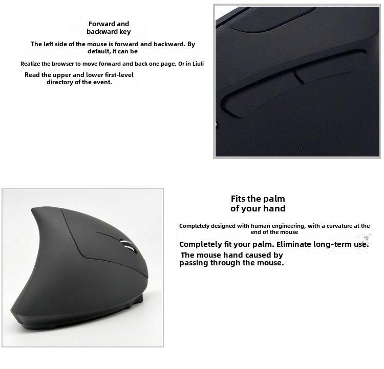 Wiederaufladbare vertikale kabellose Maus – beidhändiges Design, optisch, ergonomischer Griff
