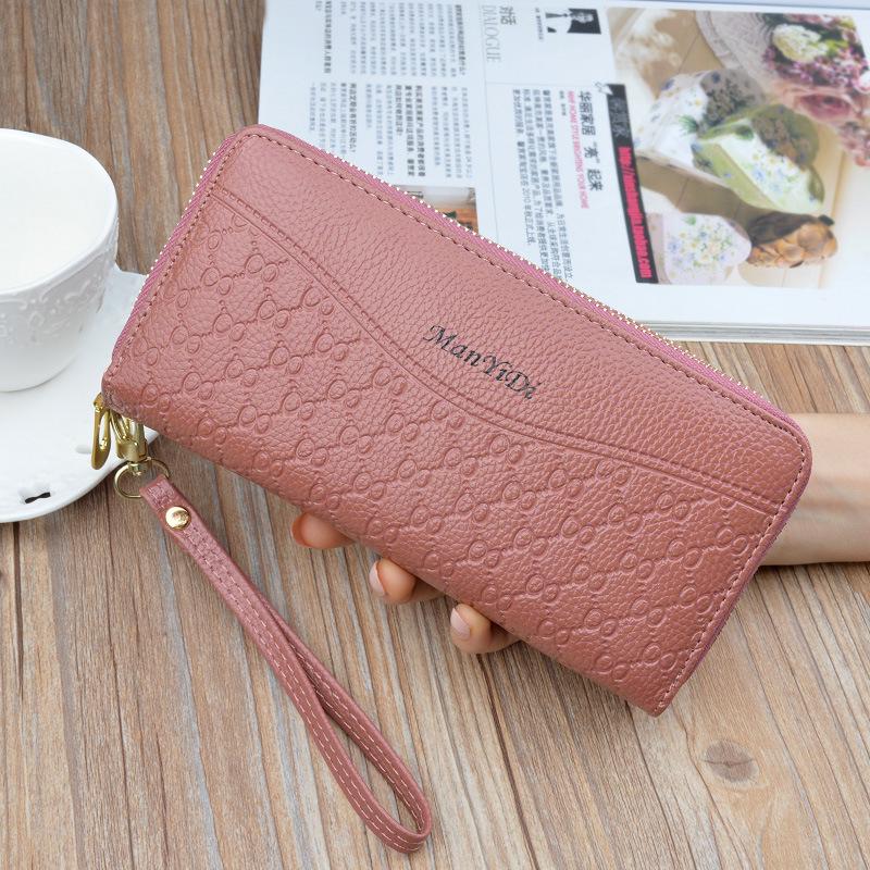Women's Double Zipper Soft Leather Long Wallet & Phone Clutch
