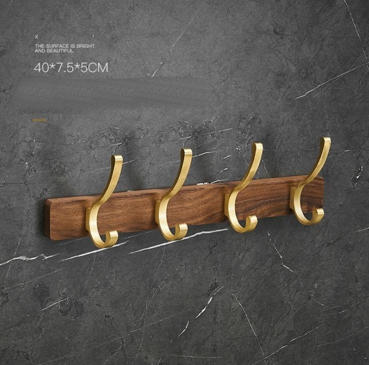 Black Walmut Single Robe Hook Wall Mounted Towel Hook Brushed Gold Painted Clothes Hook Bathroom Hardware