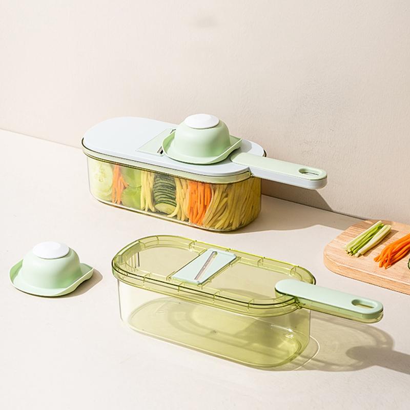 Multi-function Mandoline Slicer for Kitchen, Handheld Vegetable Fruit Slicer Cutter with Container, Julienne Grater and Chopper