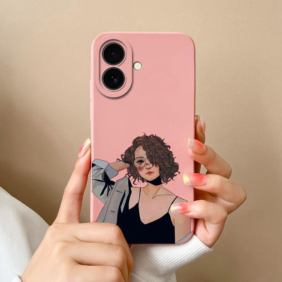 Aesthetic Phone Cover For Apple iPhone 16 Pro 16plus 16promax Fashion Cool Girl Boy Soft Liquid Silicone High Quality Super Shockproof For iPhone Capa