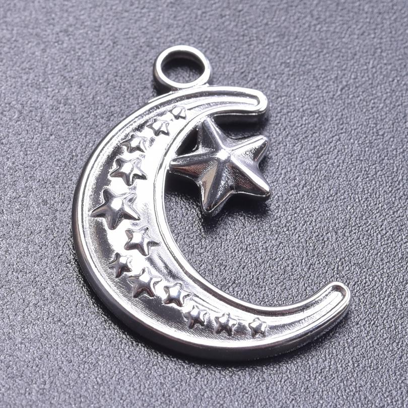 5pcs Bedeltjes Never Fade Heart Sun Moon Star Charms For Jewelry Making Bulk Phase Of The Moon Pentagram Stainless Steel Pendant