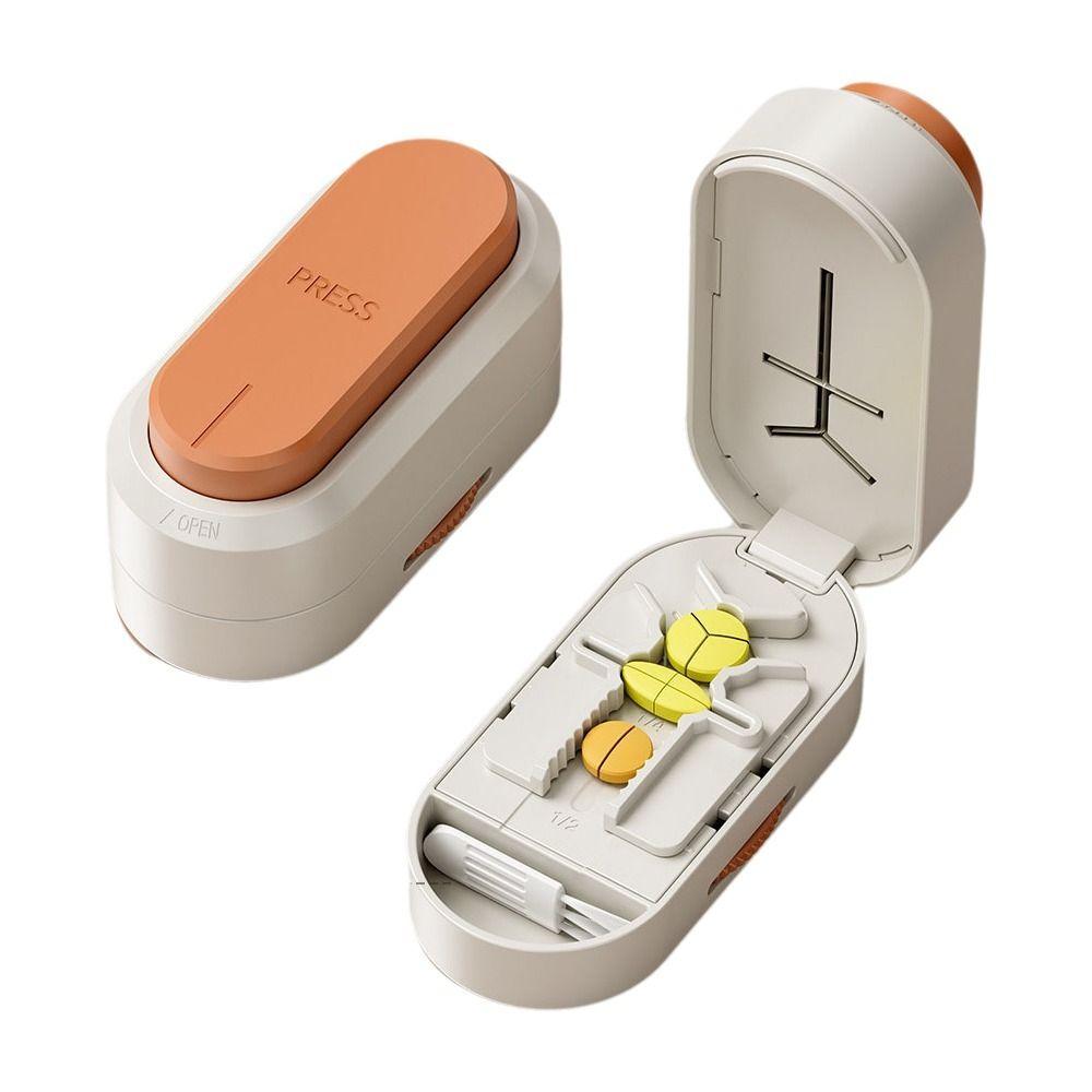 Dustproof Pill Cutter Hidden Blade Drug Tablet Divider Organizer Quartering Pill Divider Adjustable Crusher Divider
