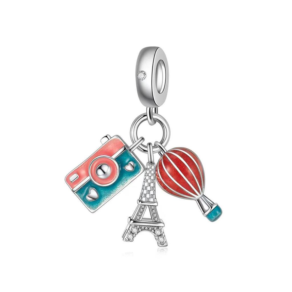 New Copper Passport Airplane Camera Travel Case Globe Charm Pendant Fit For Original Bracelets Necklaces Diy Boutique Jewelry