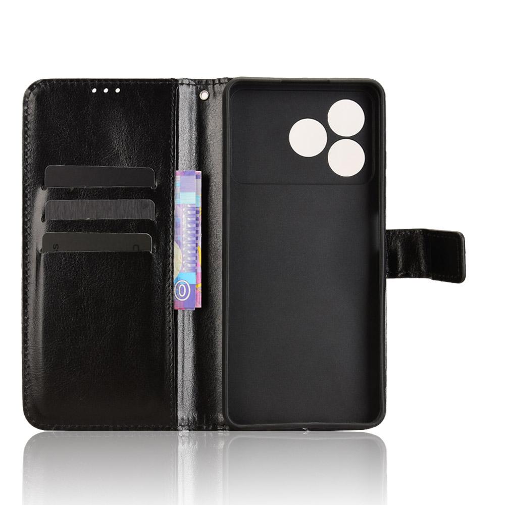 For ZTE Blade A36 PU Leather Case with Strap Crazy Horse Texture Phone Wallet Cover
