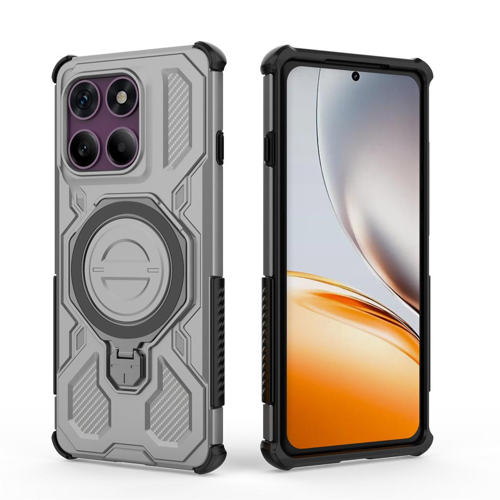 For Motorola Edge 60 Pro 5G Magnetic Case Rotating Metal Kickstand Shockproof PC + TPU Phone Back Cover