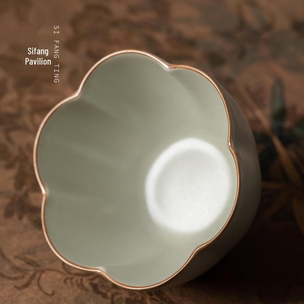 Ru Kiln Large Capacity Ceramic Tea Tasting Cup - Gongfu Tea Set for Home.