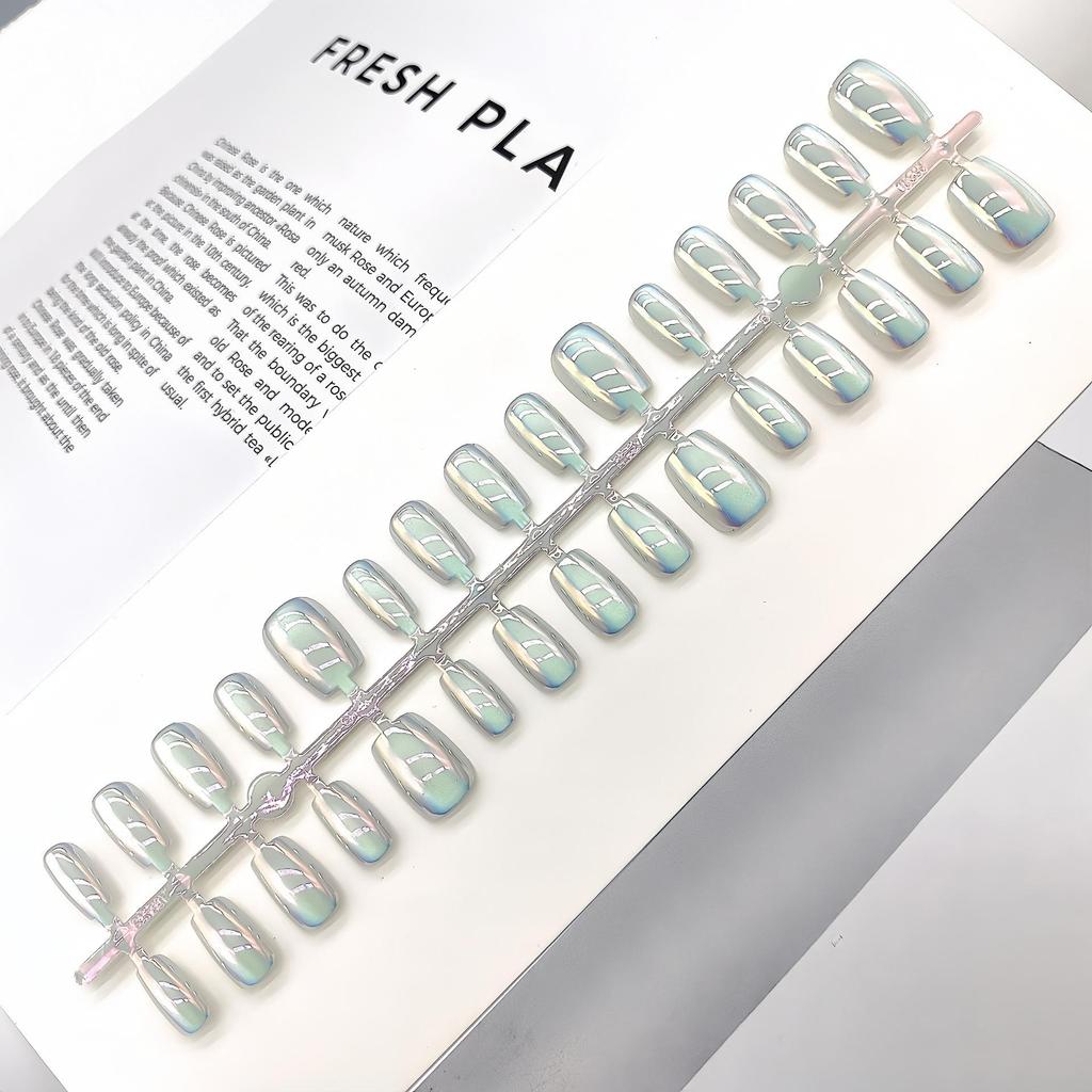 Aurora Cat-Eye Gradient Blush Electroplated Nail Tips