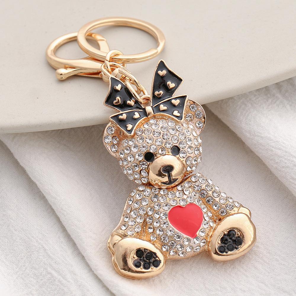 1PC Creative Bow Bear Keychain Love Bear Doll Keychain Pendant Bag Pendant Hanging Decoration Car Keychain Decoration