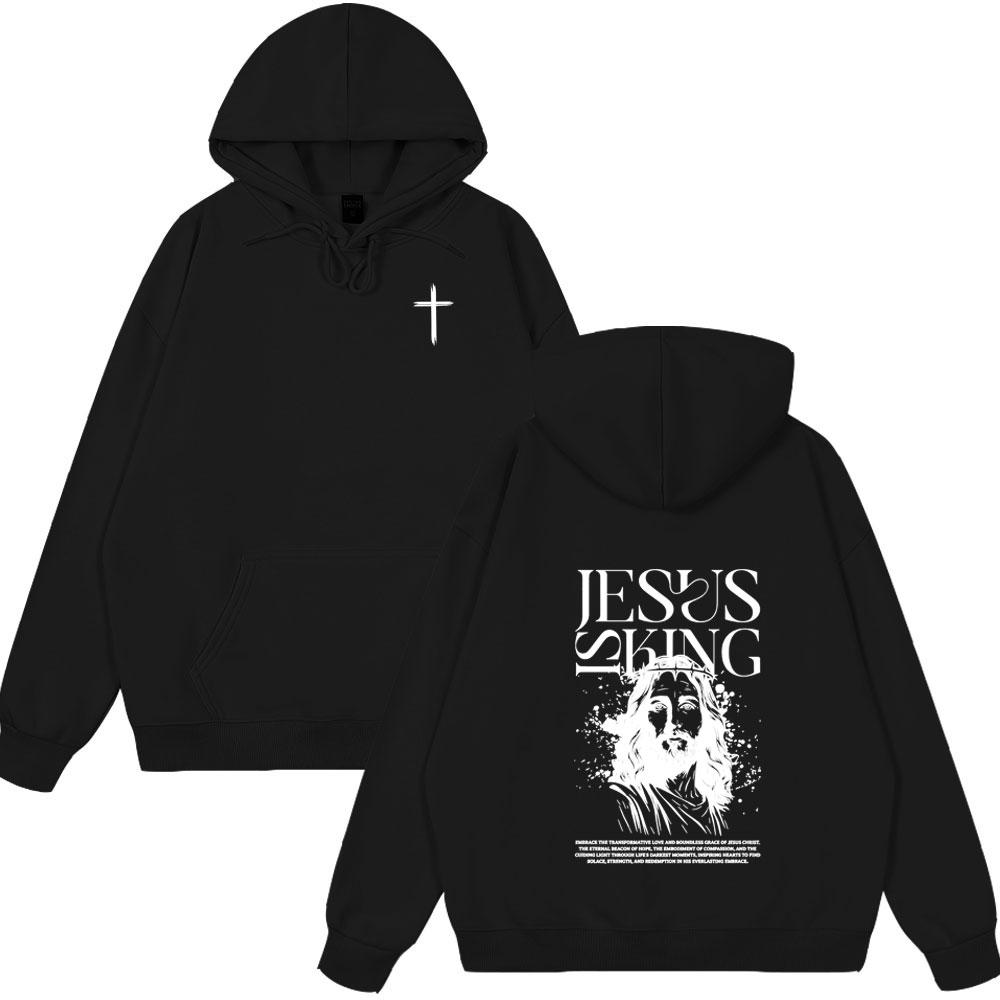 

Faith Christian Jesus Is King Bible Verse Hoodie Men Women Clothing Fashion Harajuku Sweatshirts Fleece Long Sleeves Winter Tops 3XL