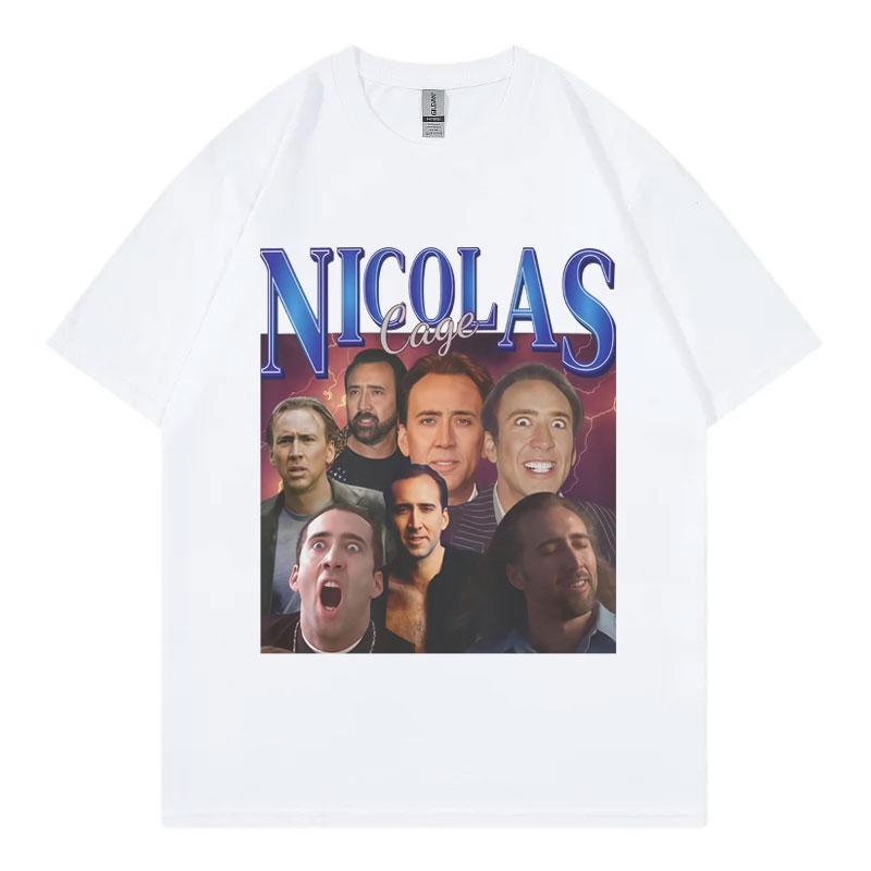 Lustige Nicolas Cage Meme Grafik T-Shirts Hohe Qualität Mode Kurzarm T-Shirts Unisex Damenbekleidung Lässiges Übergroßes T-Shirt