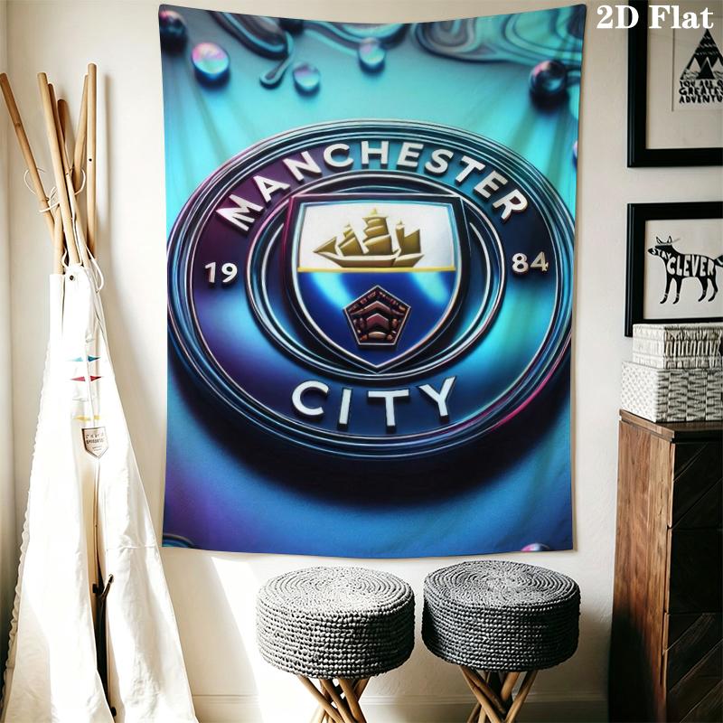 Manchester City Football Clu Wall Tapestry Aesthetic Wall Hanging Printed Fabric Blanket Decorative Tapestries for Bedroom Living Room Home Decor
