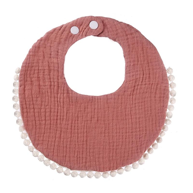 1pc Solid Colour Cotton Gauze Baby Bibs Ruffle Lace Infant Newborn Feeding Burp Cloth Saliva Towel Adjustable Bandana Drool Bibs