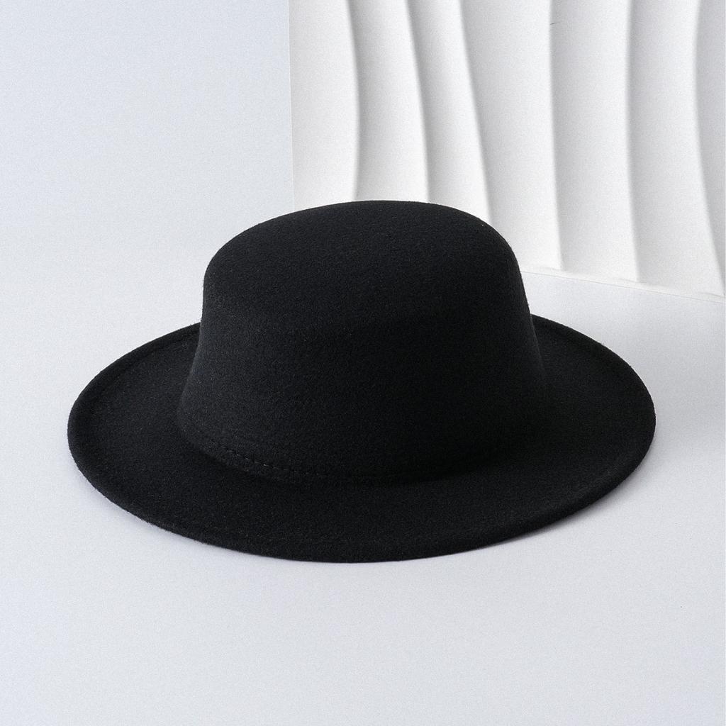 French Classic Retro Daughter Top Hat Black Women's Winter High-end Hat Fashionable Versatile Big Brim Sun Hat