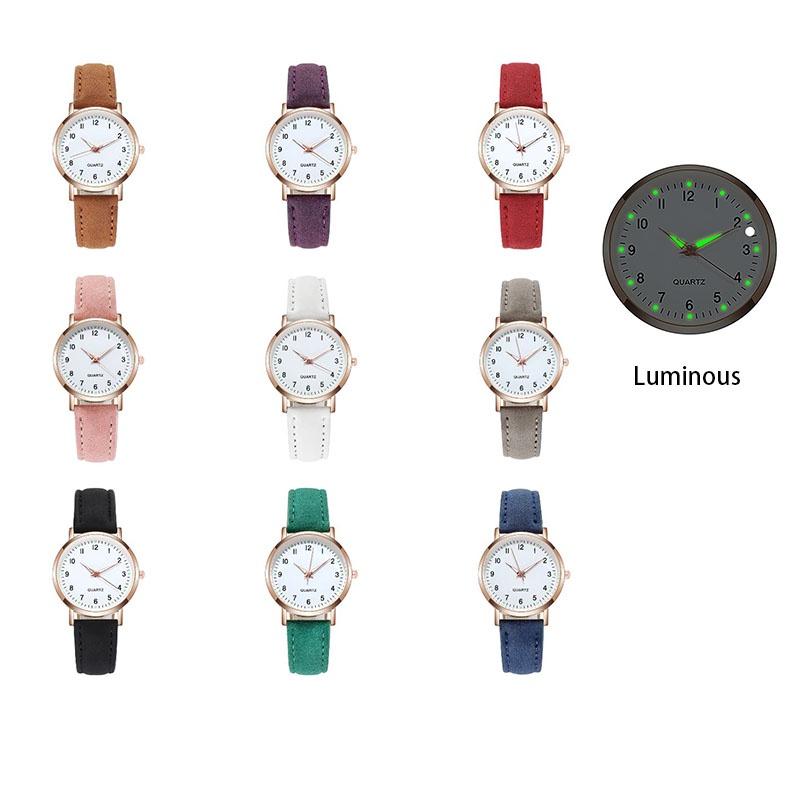 Male Female Analog Quartz Wrist Watch Student Glow Leather Strap Style Casual