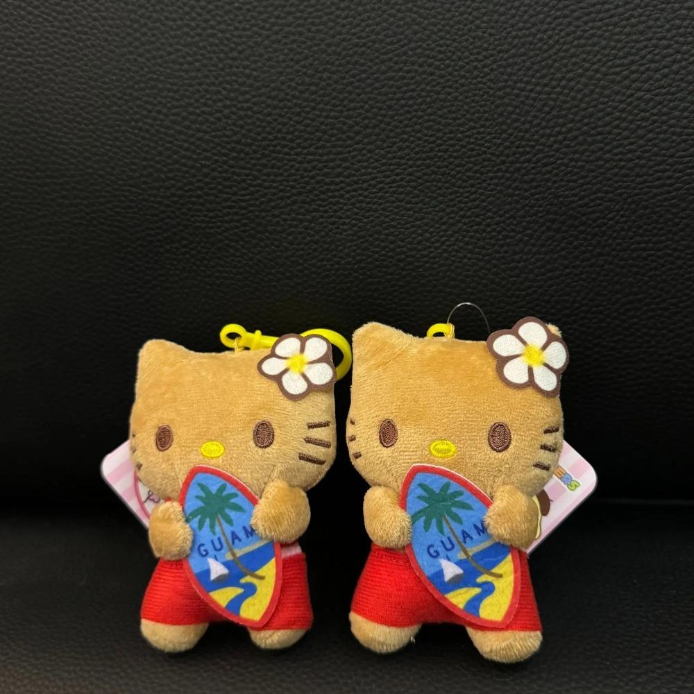 

Hello Kitty Swim Ring Surfboard Plush Keychain Beach Swim Circle Black Skin Kitty Pendant Cute Cartoon Decor Bag Holiday Gifts For HelloKitty Style