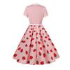 Women's Fashionable Retro Hepburn-Print Floral Polka Dot Bow Dress For Summer