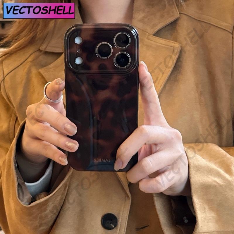 Custodia Protettiva Antiurto IMD Marrone Ambra Retrò per IPhone 17 16 15 14 12 11 13 Pro Max Plus Air Protector Cover Posteriore