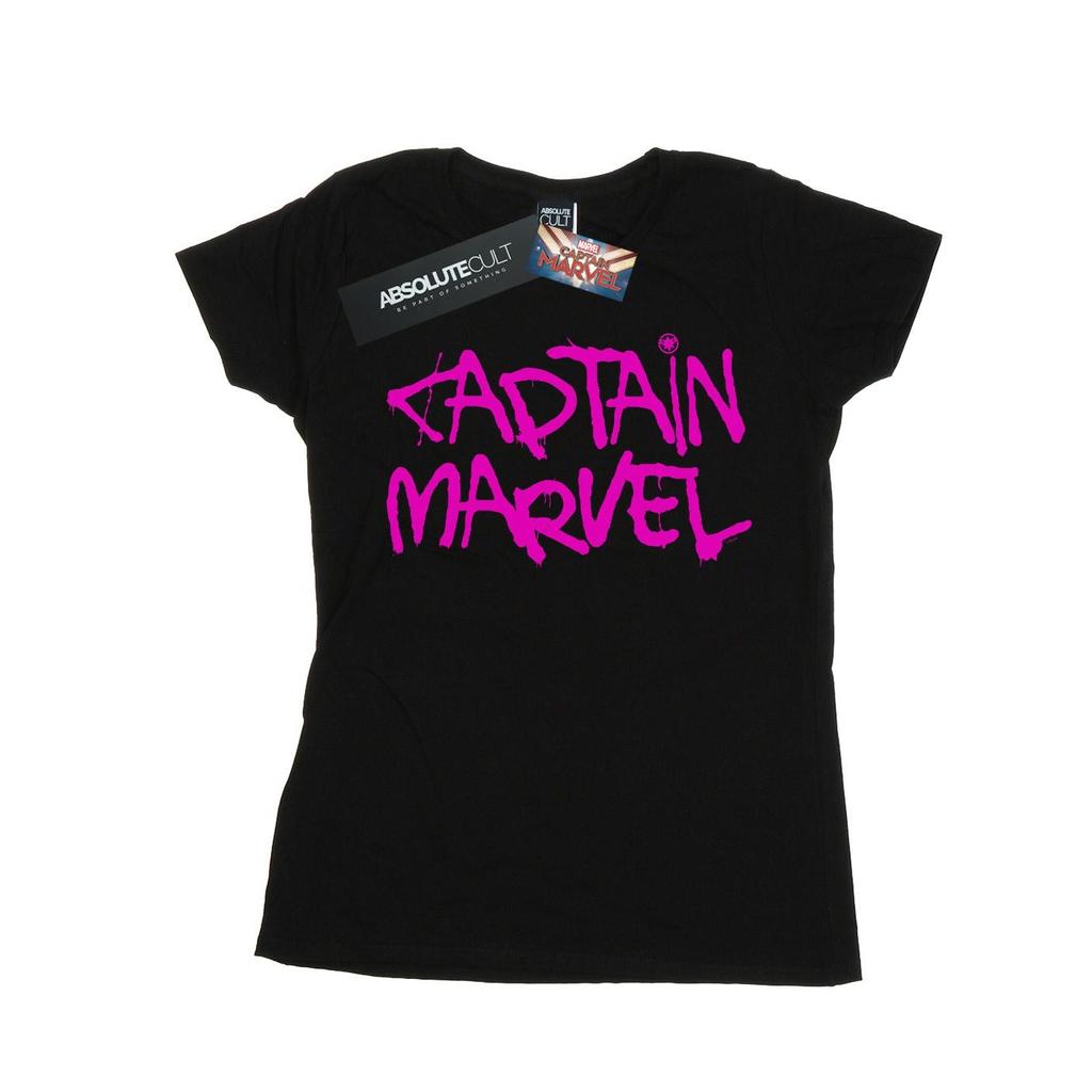 Marvel Womens/Ladies Captain Marvel Spray Text Cotton T-Shirt