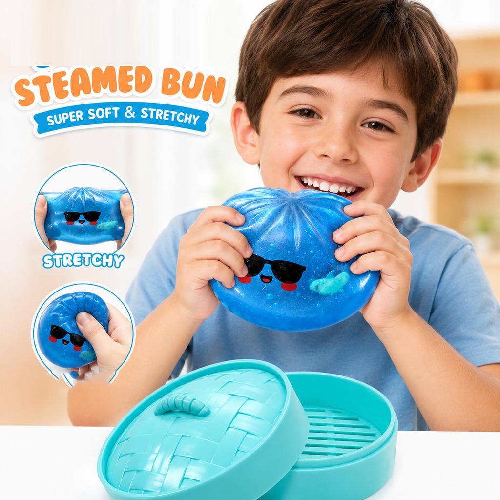 8 5cm Squishy Bun Stress Relief Toy Soft Squeeze Sensory Fidget Toy with Container for Kids and Adults