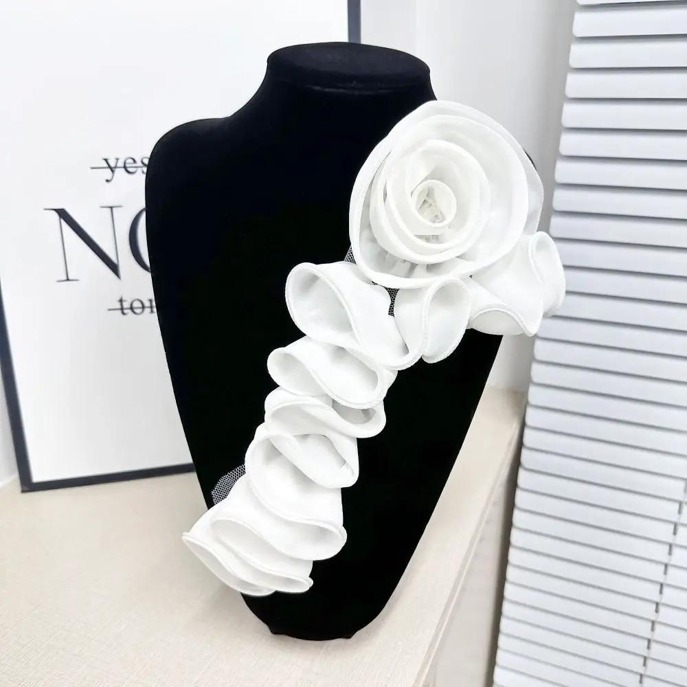 1pc Shoulder Collar Exaggerated Big Flower Pleated Flower Cloth Pressed Pleated Craft Flower Diy Clothing Accessories