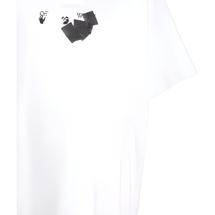 Men's Off-White FW21 Round Neck Arrow Pattern Printing Short Sleeve Loose Fit White T-Shirt OMAA038F21JER0080110