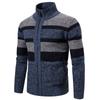 Men's Striped Long Sleeve Knitwear Casual Stand Up Collar Zip Cardigan Coat