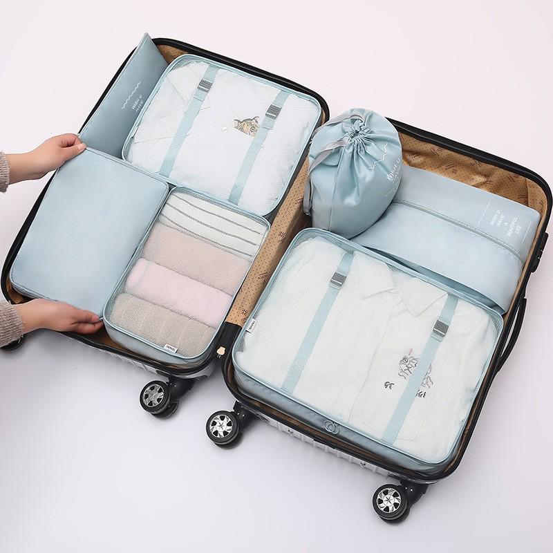 7-Piece Multifunctional Twill Travel Set for Clothes Organization