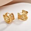 European Vintage Hollow Filigree Hoop Earrings Gold Plated Zircon Wide Ear Buckles for Women