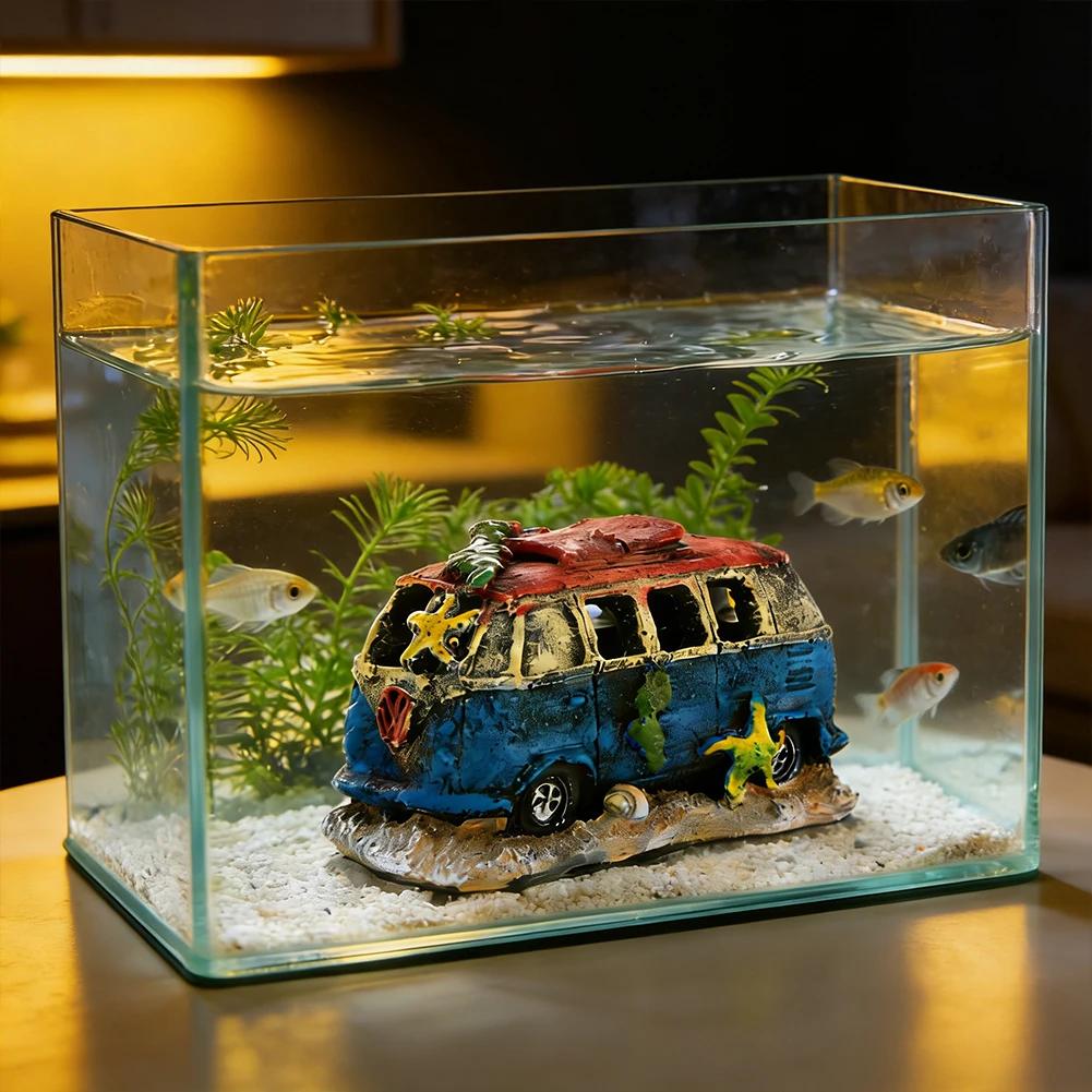 Submarine Decor Artificial Aquarium Decoration Old Car Ornament Resin Landscaping House Fish Accessories Aquarium Stuff