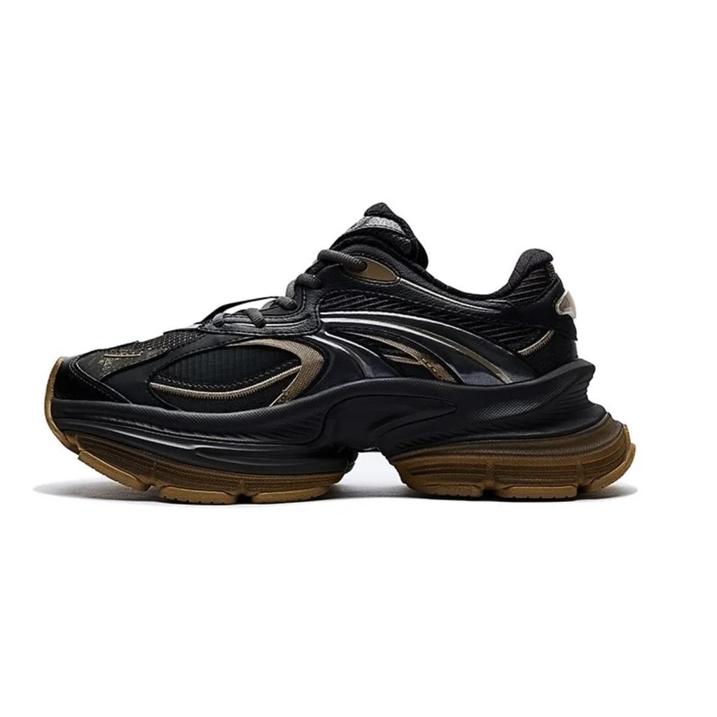 Anta Fuyiao 2 Five Rings Fashion Comfortable Non-Slip Wear-Resistant Increased Height Low-Top Dad Shoes Men Sneaker Black Gold 112518899X-2