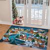 1pc Winter Town Snow Scene Printed Mat, Christmas Decorative Carpet, Non-Slip Household Absorbent Mat, Plush Bathroom Mat, Machine Washable, 1.2 Cm Th