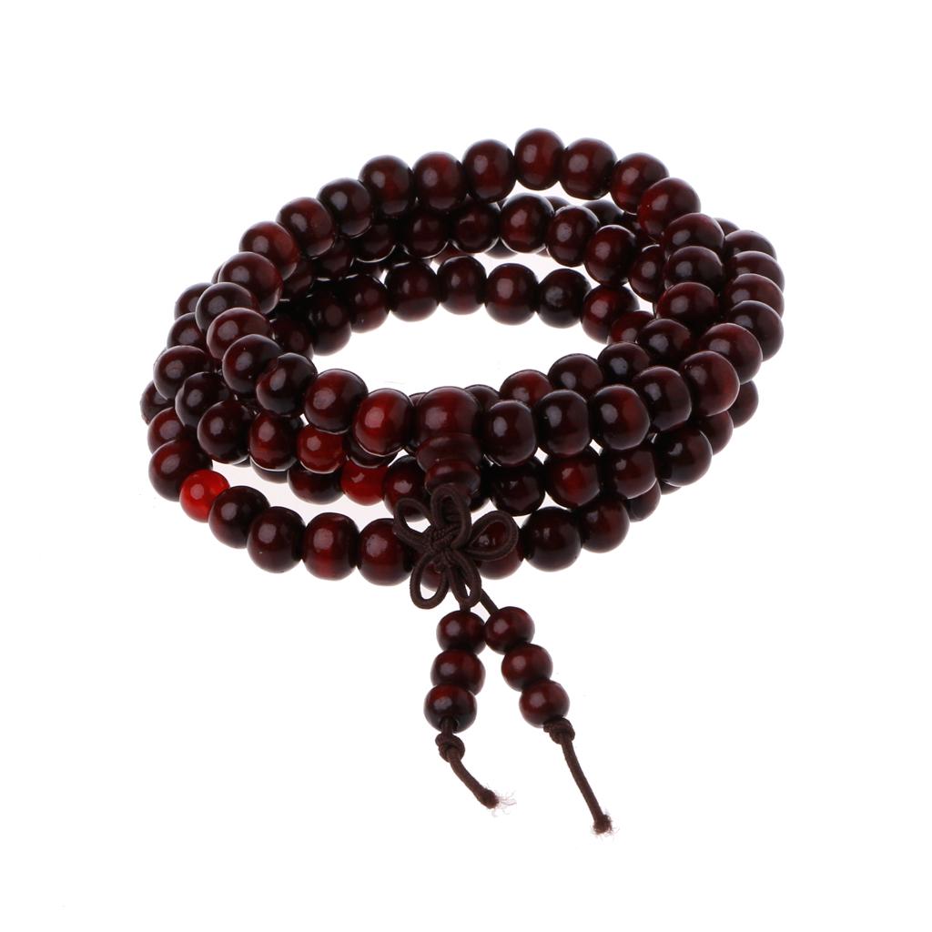 Natural Sandalwood 8mm Beads Bracelets 108 Wood Beads Buddha Prayer Jewelry
