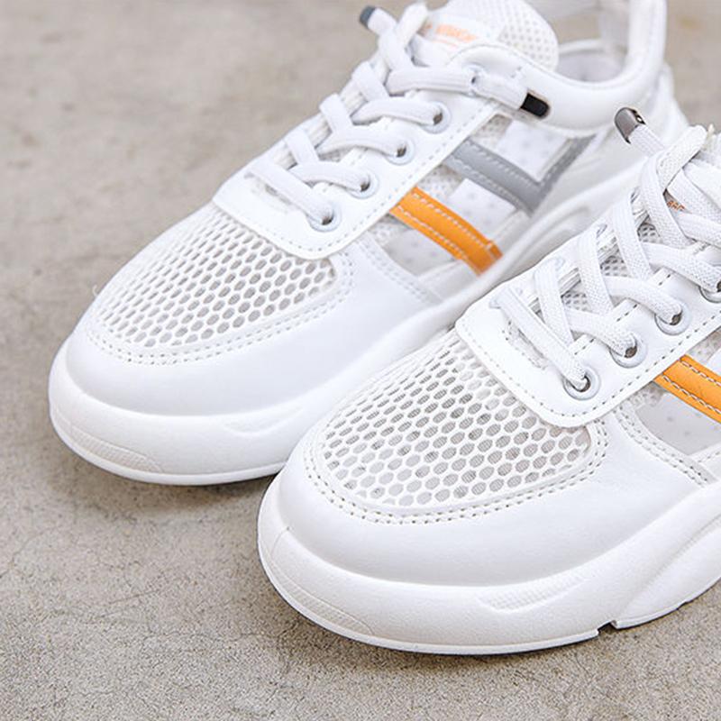 Prodyšná síťovina Malé bílé boty Dámské Letní Tenké Dírkované Sportovní Ležérní Boty Sandály