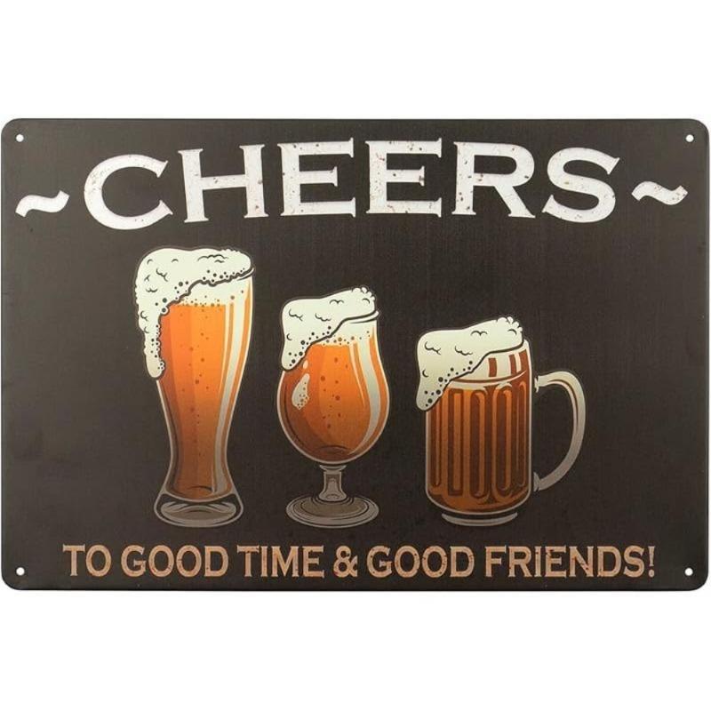 Vintage Beer Metal Sign, New Year Pub Decor Plaque
