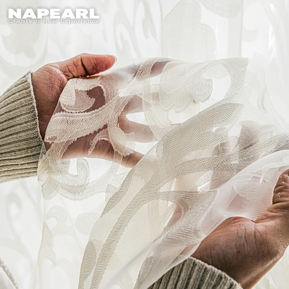 1 PC NAPEARL Tenda jacquard per finestra camera da letto Tenda in tulle morbida tenda trasparente per la decorazione domestica