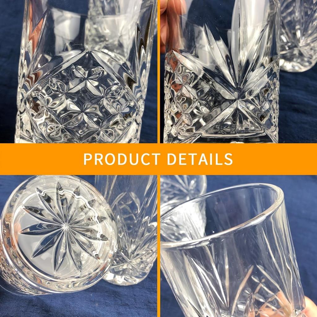 6 stuks Whiskyglazen 11,83oz Whiskyglas Vintage Stijlvol Glaswerk Voor Scotch Bourbon Whisky Cocktail Cognac Wodka Gin Tequila Likeur Huisdecoratie Huis