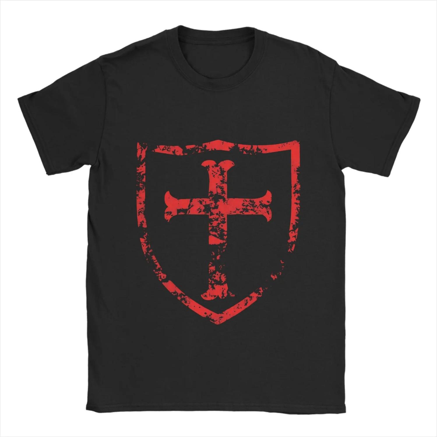

Knights Templar T-Shirt Men Casual Cotton Tees Crew Neck Short Sleeve T Shirt Plus Size Clothes S чёрный