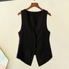 Women Waistcoat Deep V Neck Sleeveless Solid Color Loose Single-breasted Soft Breathable Cardigan Spring Fall Lady Coat