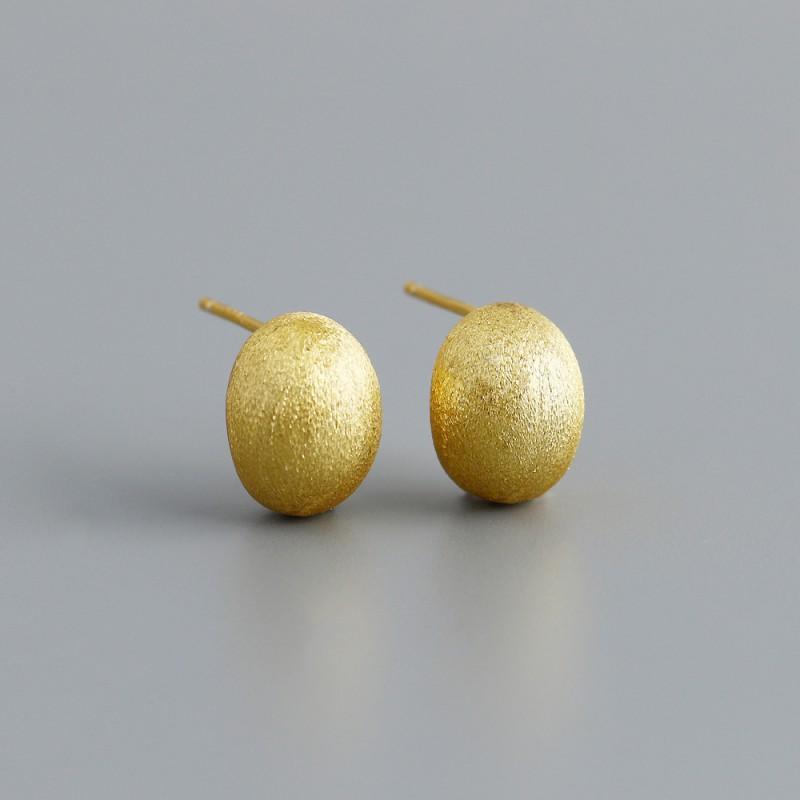 Minimalist Geometric Oval Stud Earrings Women Sterling Gold Plated Elegant Daily Wear Jewelry Gold