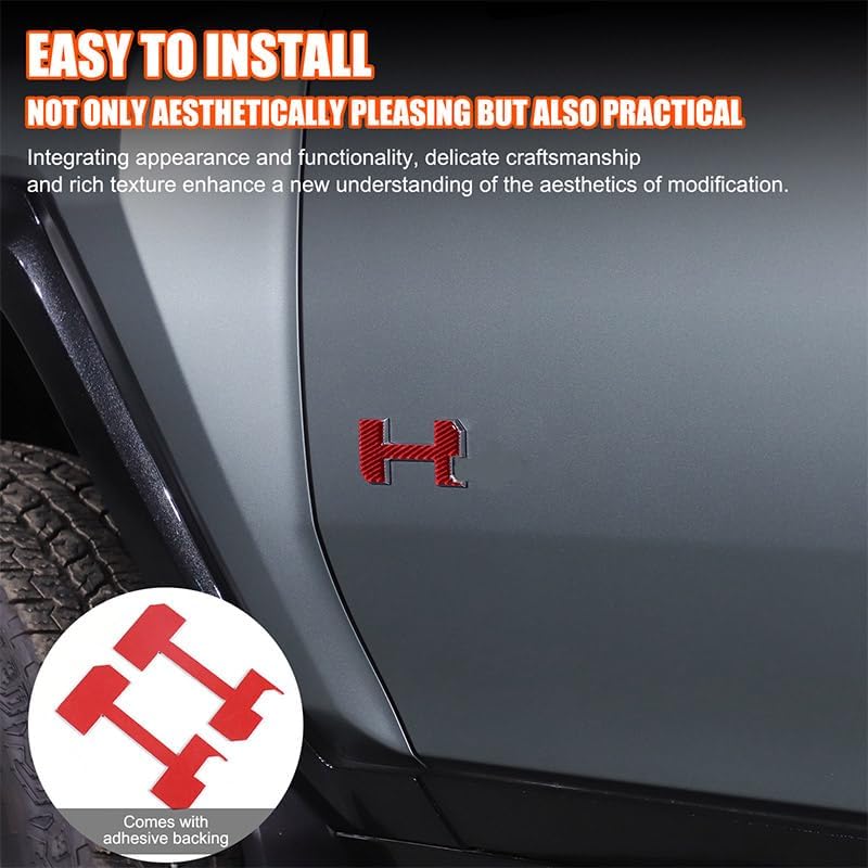 for Hummer EV Accessories Auto 2 Side Doors Body Sticker 3D Badges 2PCS Compatible with Hummer EV 2024 Real Carbon Fiber Decorative Decals (Style A