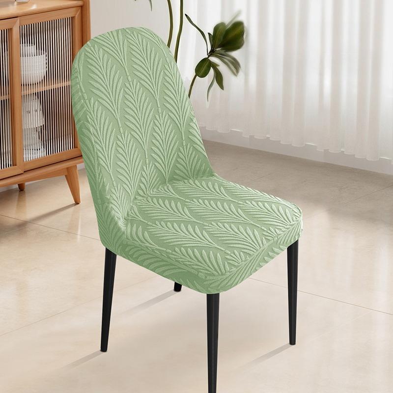 

Stretch Chair Cover Leaf Jacquard Dining Chair Slipcover Solid Color Curved Chair Protector for Party Home Pokrowce Na Krzesła 1pc зелёный