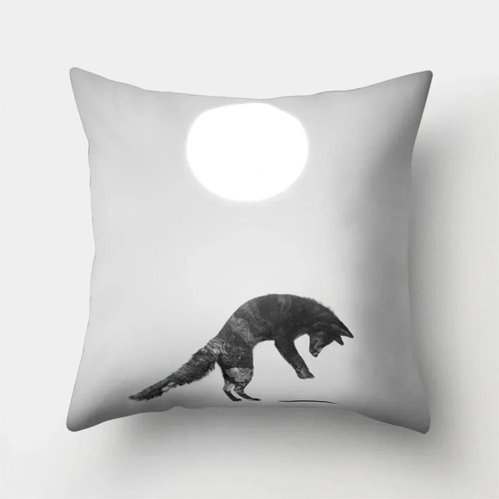 Fuchs Cartoon Muster Büro Kissenbezug Polyester Autokissen Heim Sofa Dekoration Salon