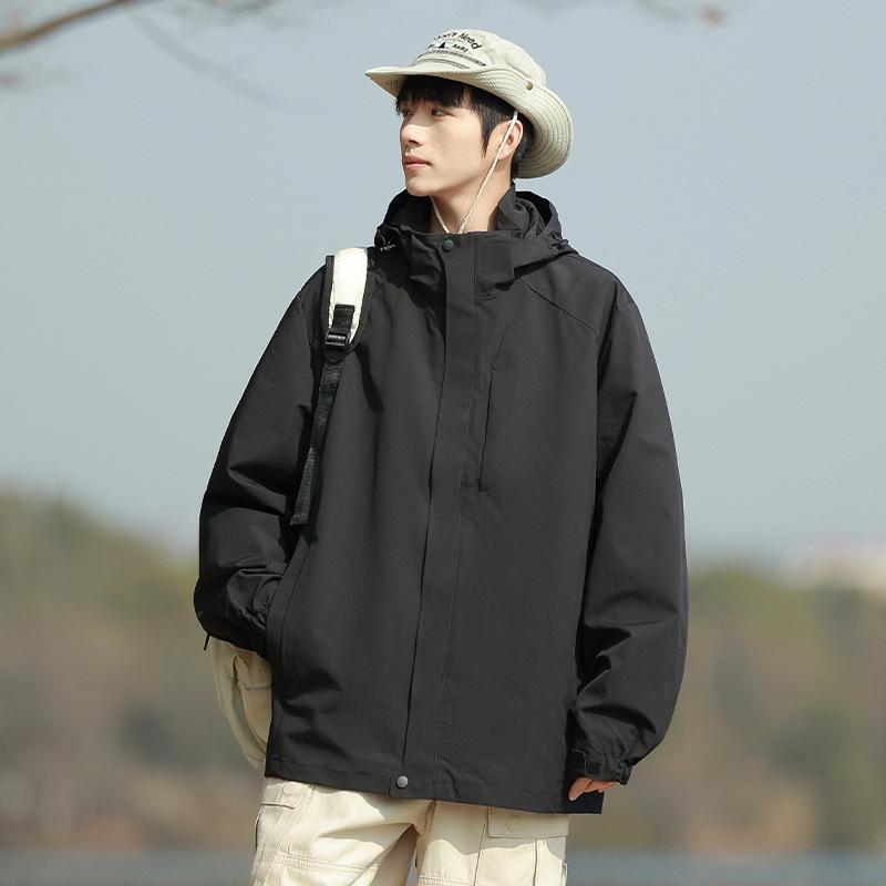 Men's Autumn/Winter Outdoor Mountain Series Casual Hooded Windbreaker Jacket
