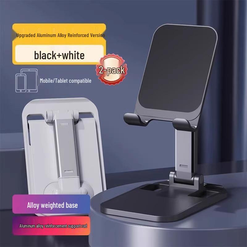 Adjustable Aluminum Phone & Tablet Holder with Weighted Base and Foldable Design