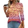 Women’s Relaxed Fit Three Quarter Sleeve Top with Vintage Inspired Pattern Comfortable Lightweight Fabric Stylish Design