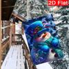 2D Flat, 2D Flat Christmas Blue Hat Snowman Garden Flag_3-28x40 Inch Outdoor Garden Flag Double-sided Home Decoration Courtyard Decoration Outdoor Dec