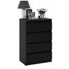 Black Chest of Drawers 60 CM 4 Drawers TV Cabinet Sideboard for Living Room