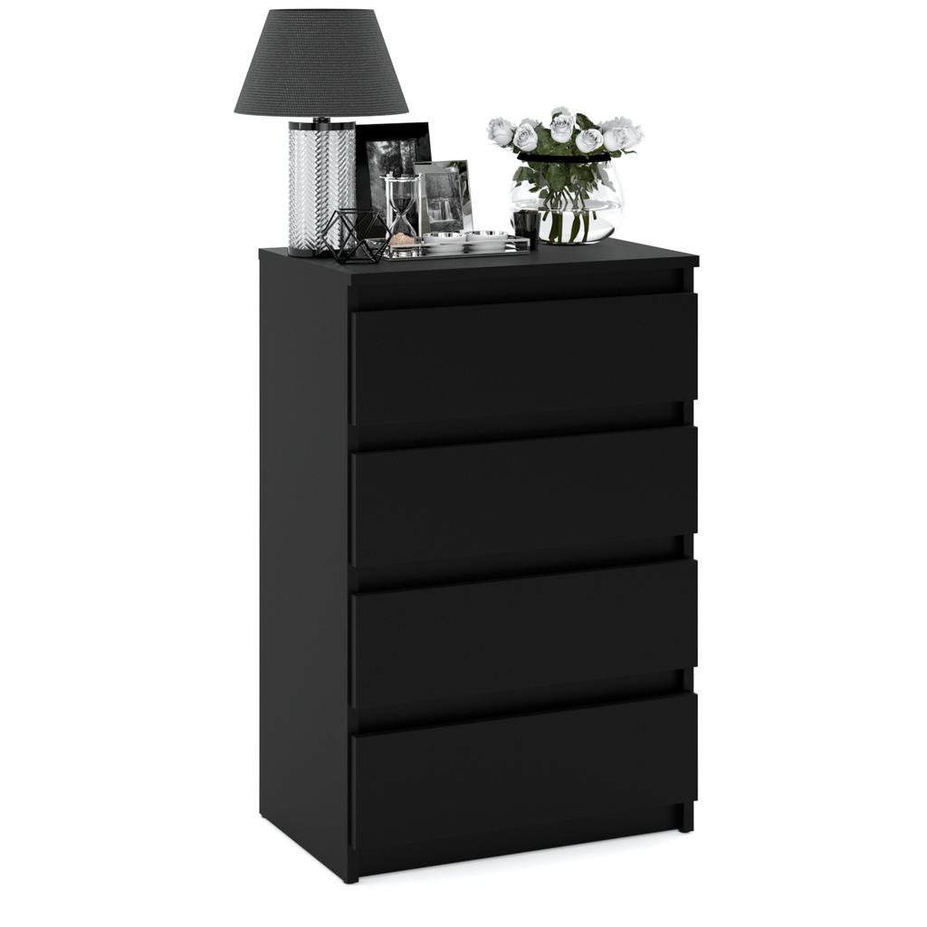 Black Chest of Drawers 60 CM 4 Drawers TV Cabinet Sideboard for Living Room