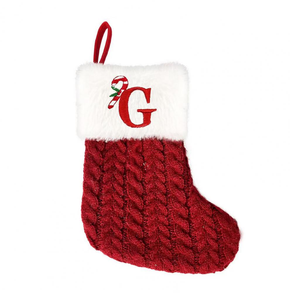 Christmas Stockings Decorative Letter Knitted Sock Hanging Decoration Easy to Hang Festive Christmas Tree Decor